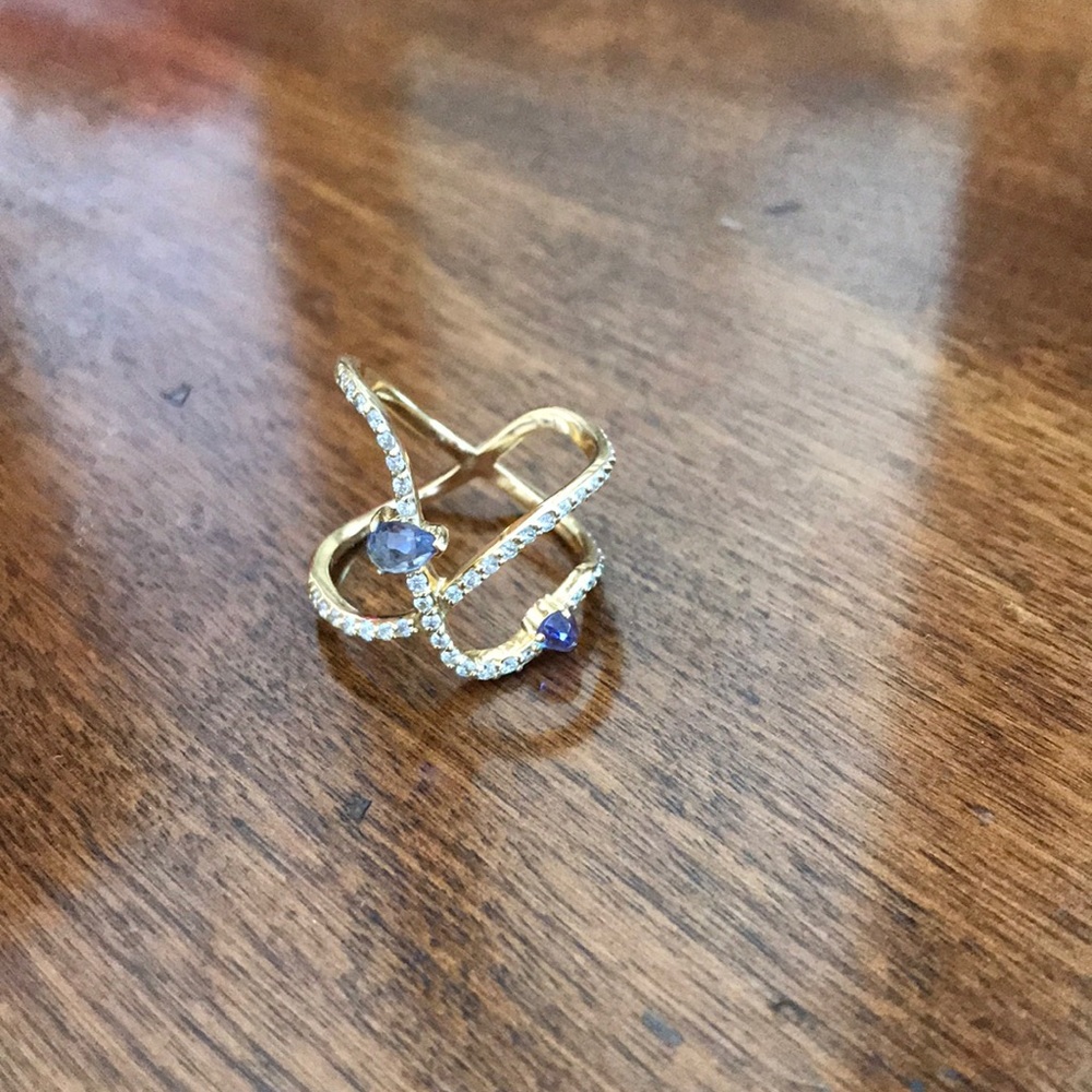 GENUINE 18K Gold Diamond, & Tanzanite Ring